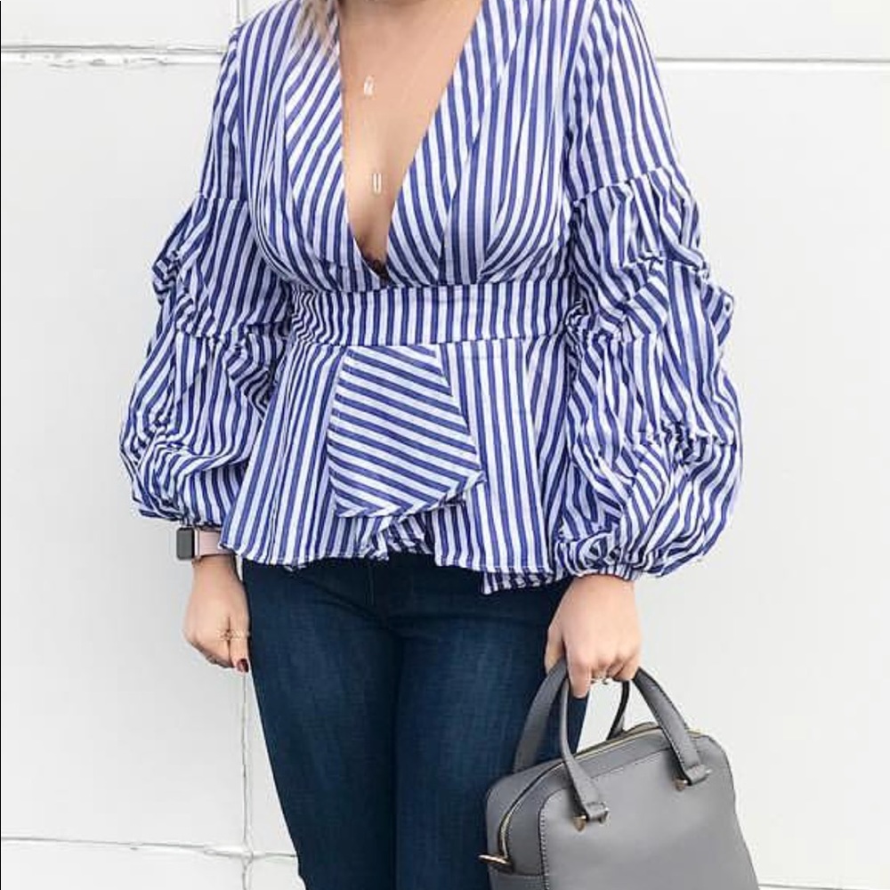 Blue and White Boutique Striped Shirt